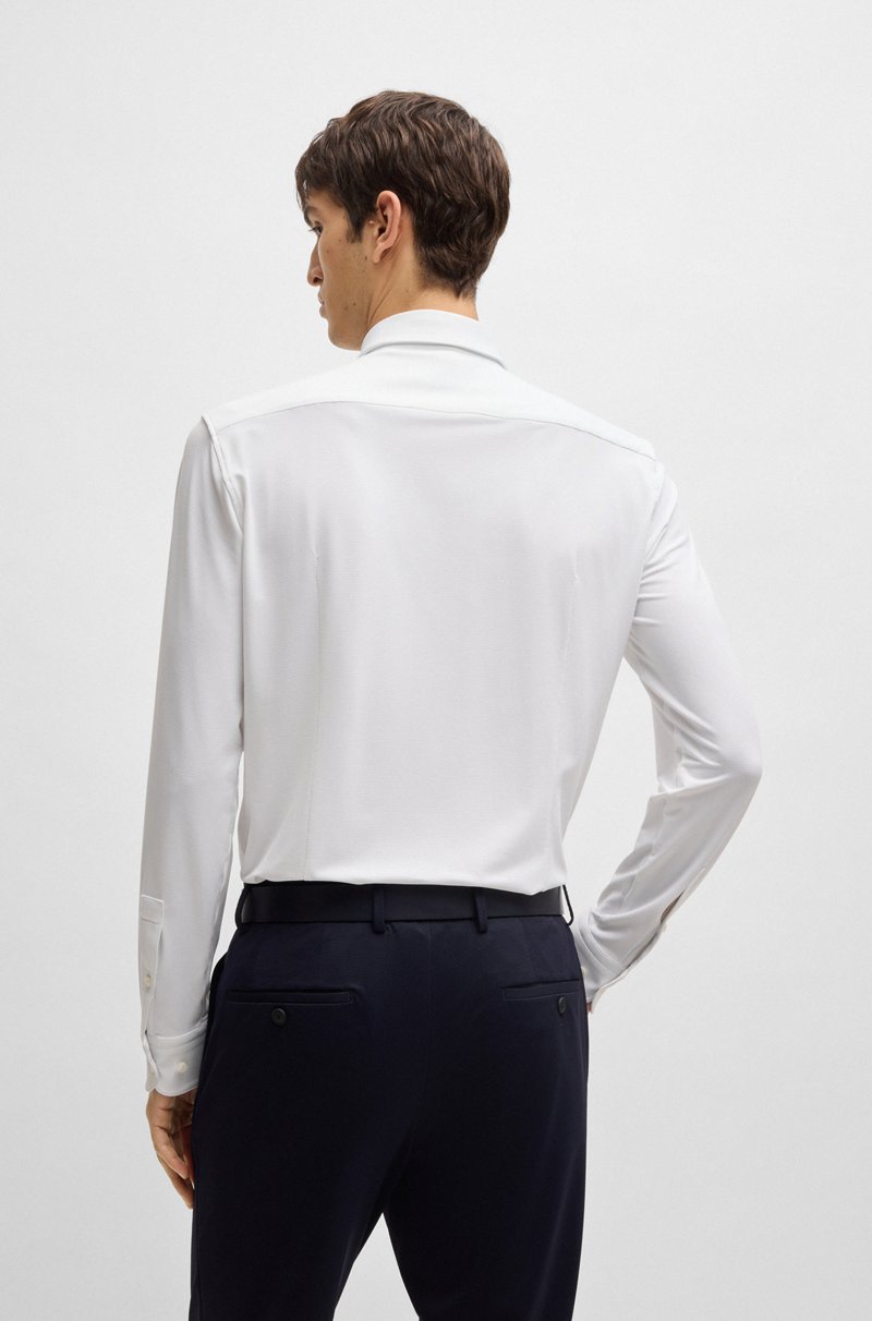 Hugo Boss Camisa Slim Fit En Punto Elástico Técnico Estructurado