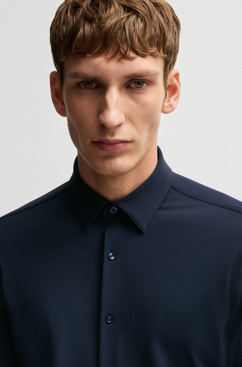 Hugo Boss Camisa Slim Fit En Punto Elástico Técnico Estructurado