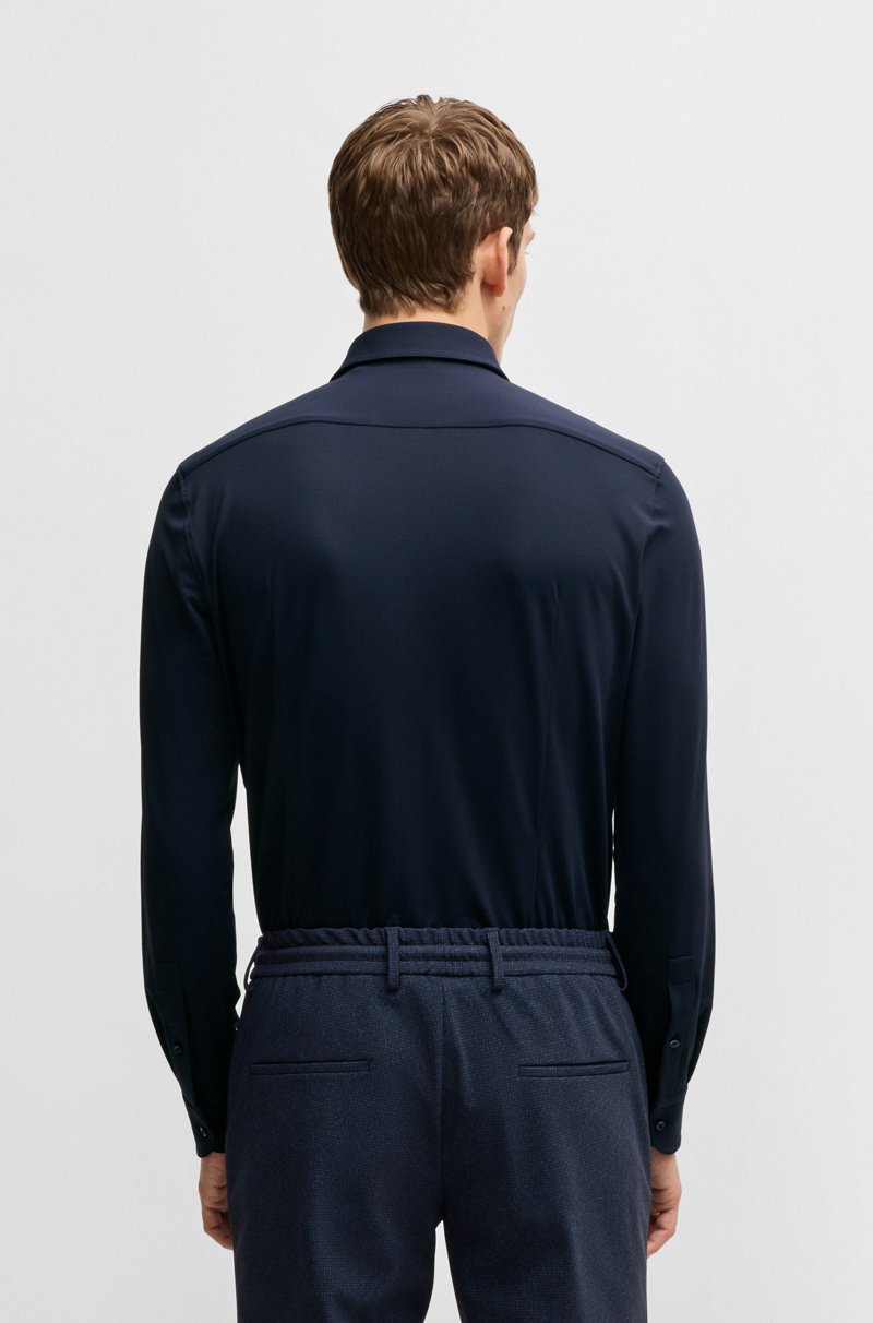Hugo Boss Camisa Slim Fit En Punto Elástico Técnico Estructurado