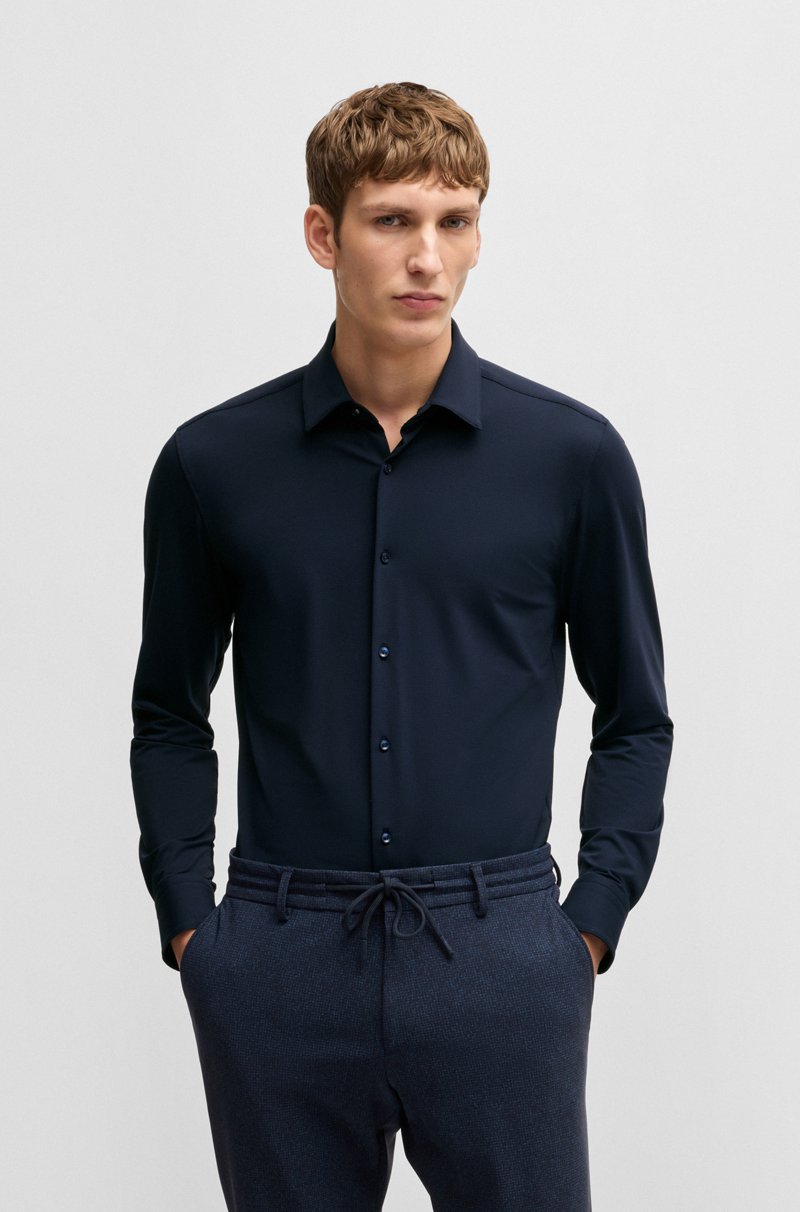 Hugo Boss Camisa slim fit en punto elástico técnico estructurado