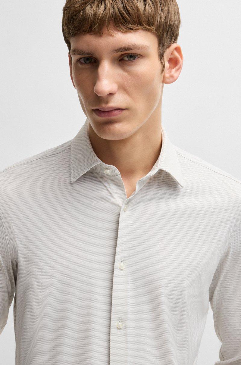Hugo Boss Camisa Slim Fit En Punto Técnico Elástico Con Microestructura