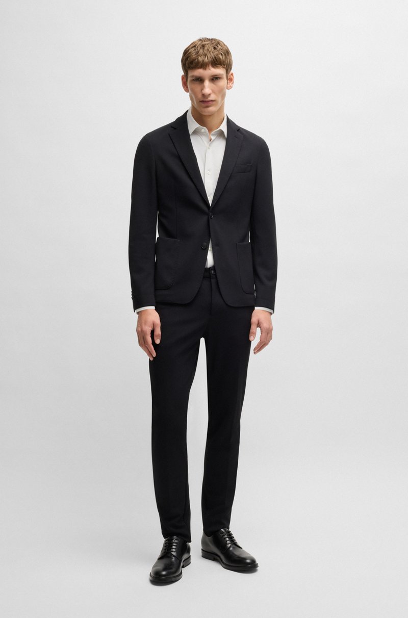 Hugo Boss Camisa Slim Fit En Punto Técnico Elástico Con Microestructura