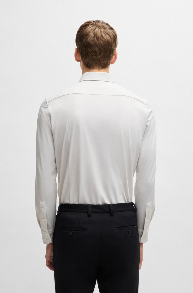Hugo Boss Camisa Slim Fit En Punto Técnico Elástico Con Microestructura