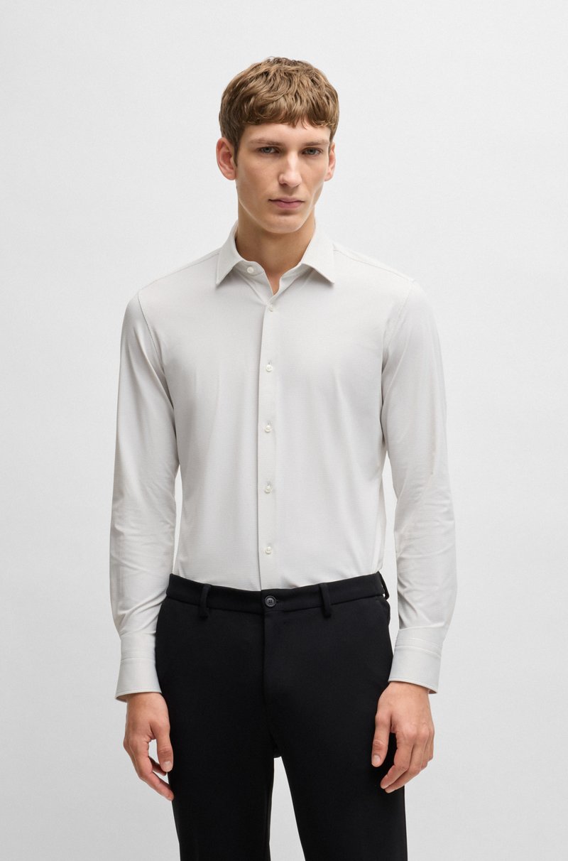 Hugo Boss Camisa slim fit en punto técnico elástico con microestructura
