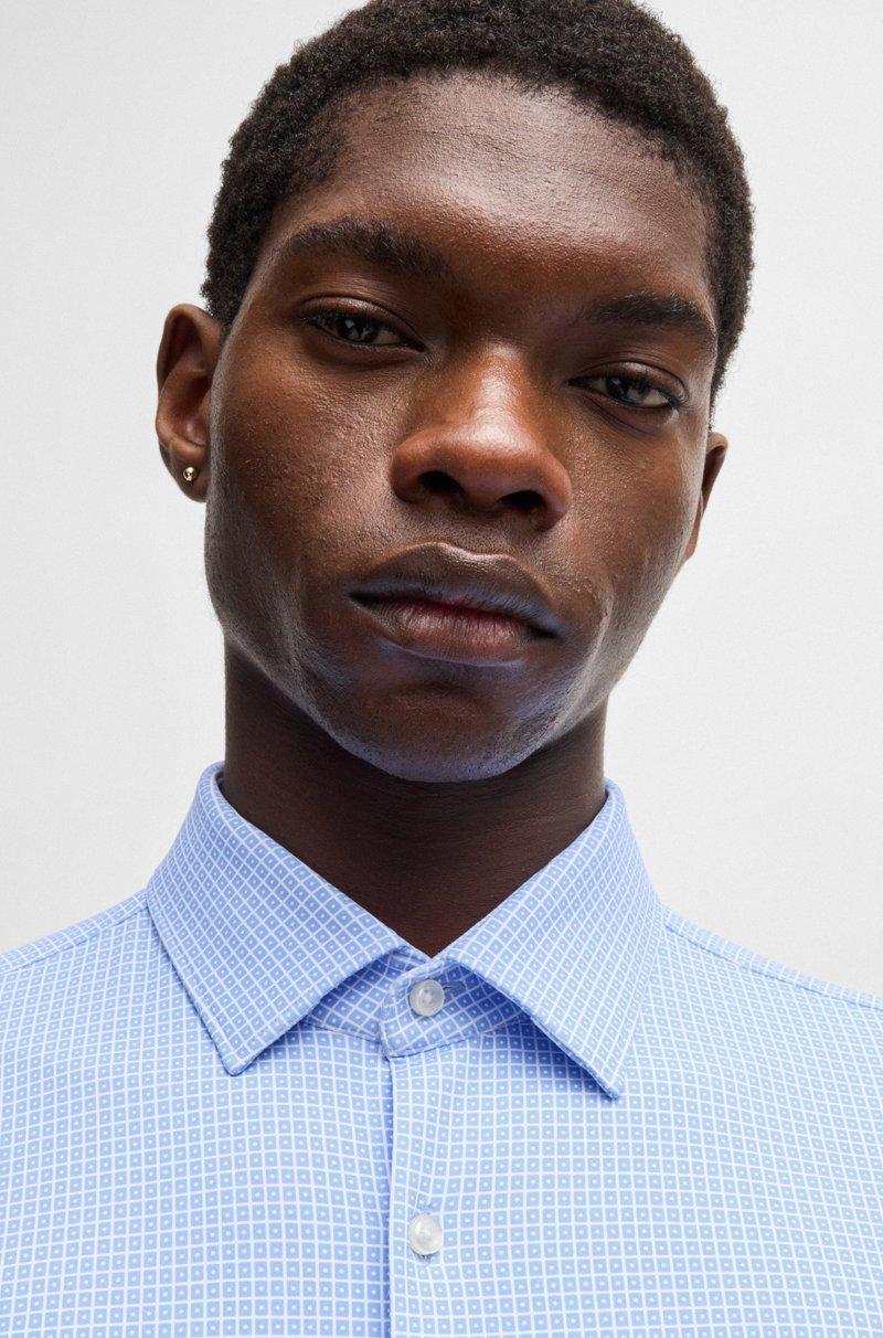 Hugo Boss Camisa Slim Fit En Punto Técnico Elástico Estampado