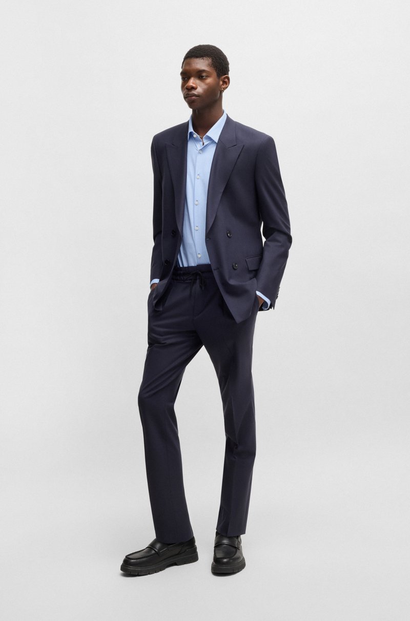 Hugo Boss Camisa Slim Fit En Punto Técnico Elástico Estampado