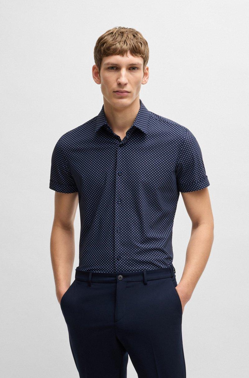 Hugo Boss Camisa slim fit en punto técnico elástico estampado