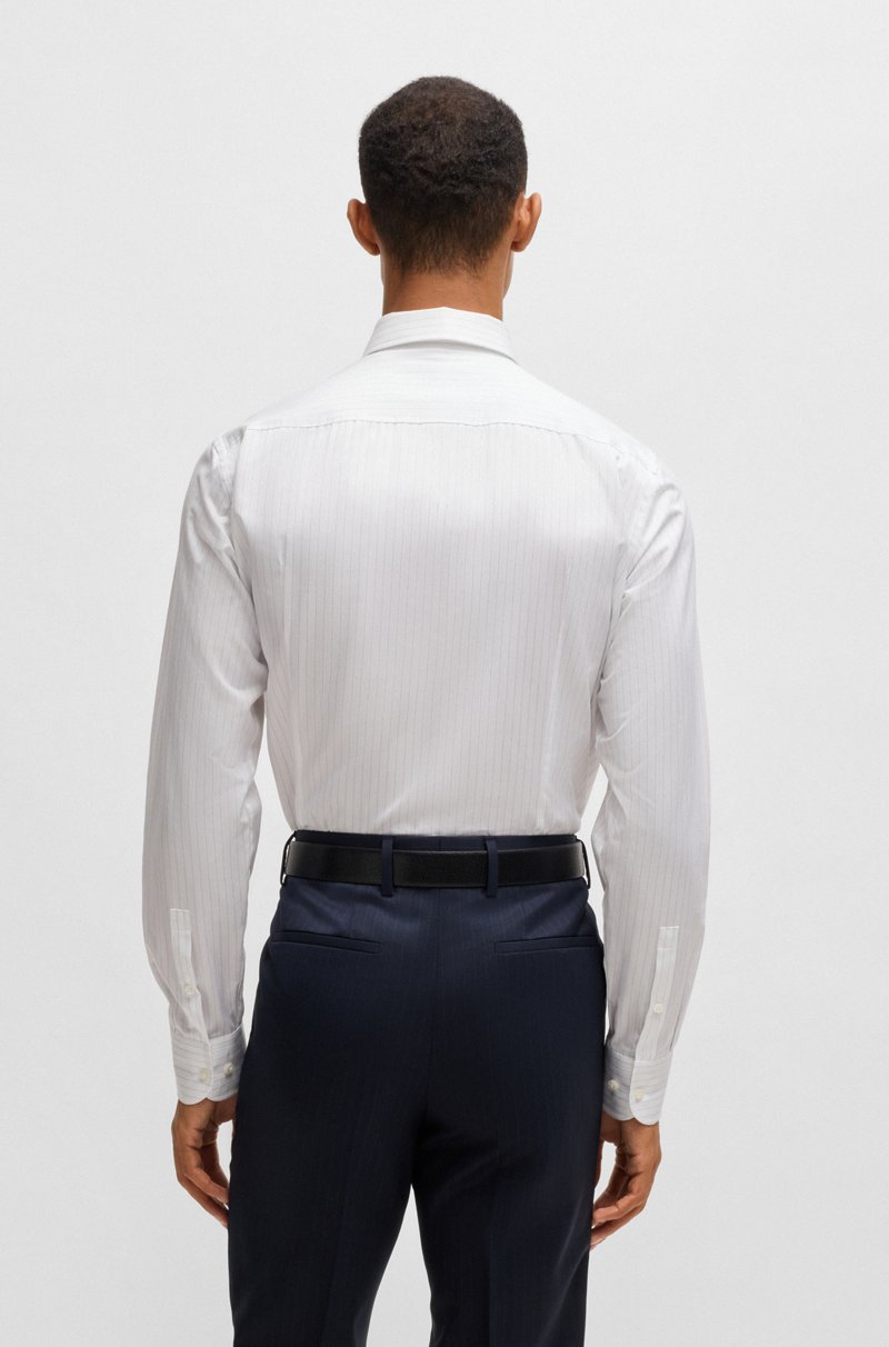 Hugo Boss Camisa Slim Fit En Sarga De Algodón A Rayas