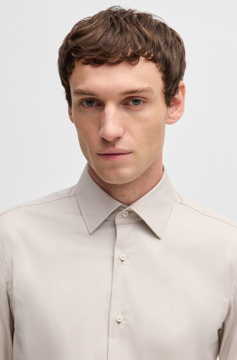 Hugo Boss Camisa Slim Fit En Sarga De Algodón Elástico De Planchado Fácil