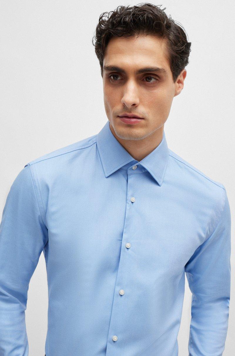 Hugo Boss Camisa Slim Fit En Sarga De Algodón Elástico De Planchado Fácil