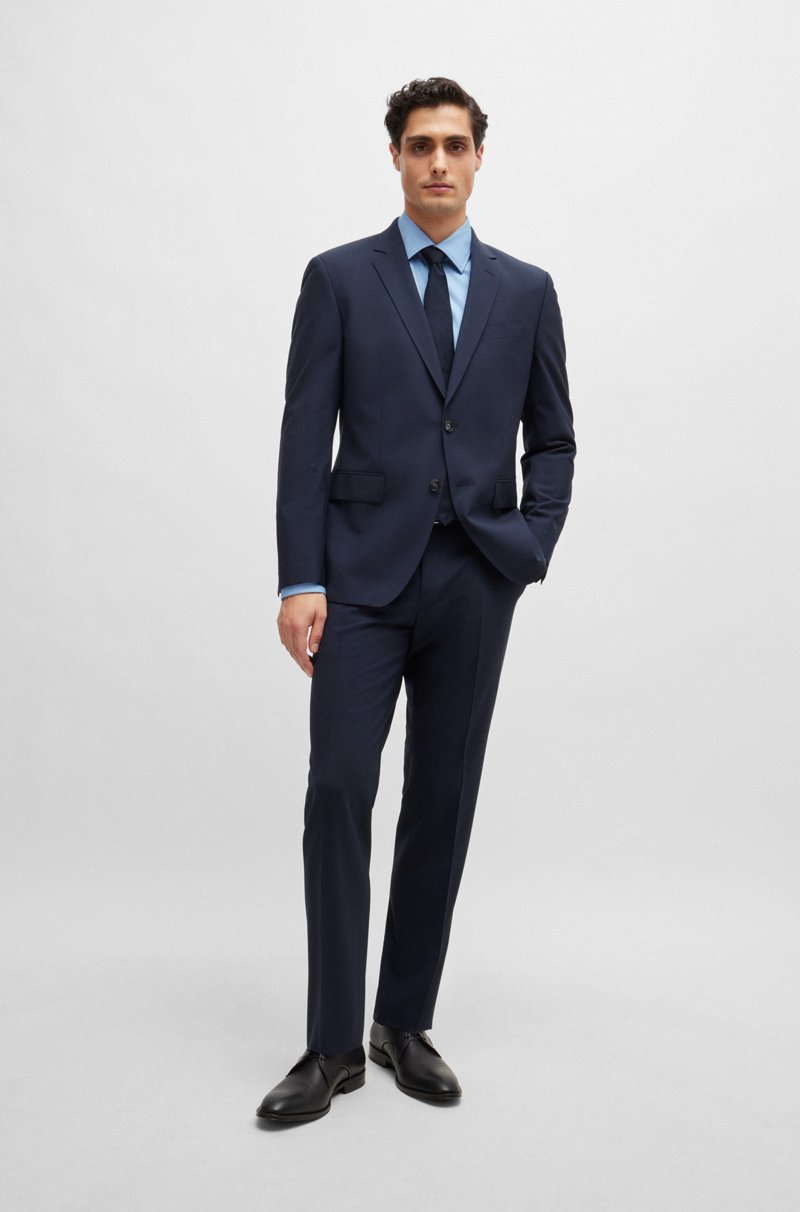 Hugo Boss Camisa Slim Fit En Sarga De Algodón Elástico De Planchado Fácil