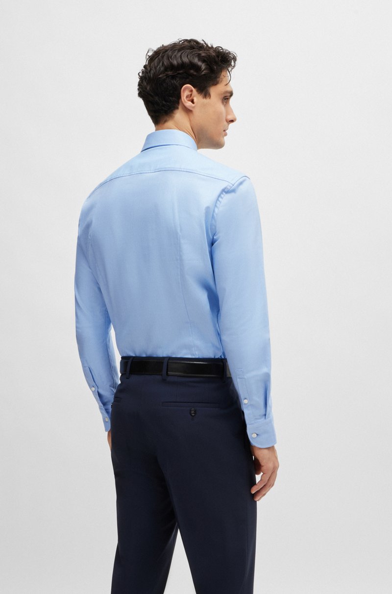 Hugo Boss Camisa Slim Fit En Sarga De Algodón Elástico De Planchado Fácil