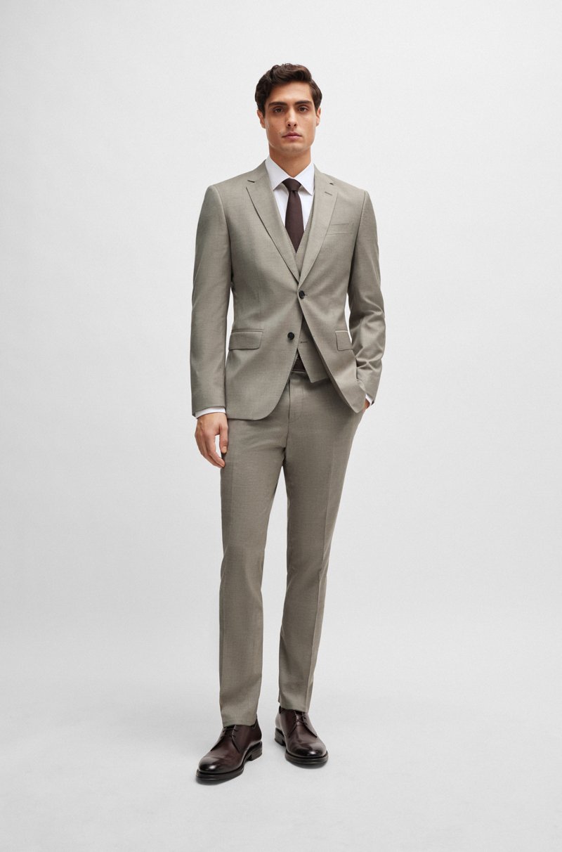 Hugo Boss Camisa Slim Fit En Sarga De Algodón Elástico De Planchado Fácil