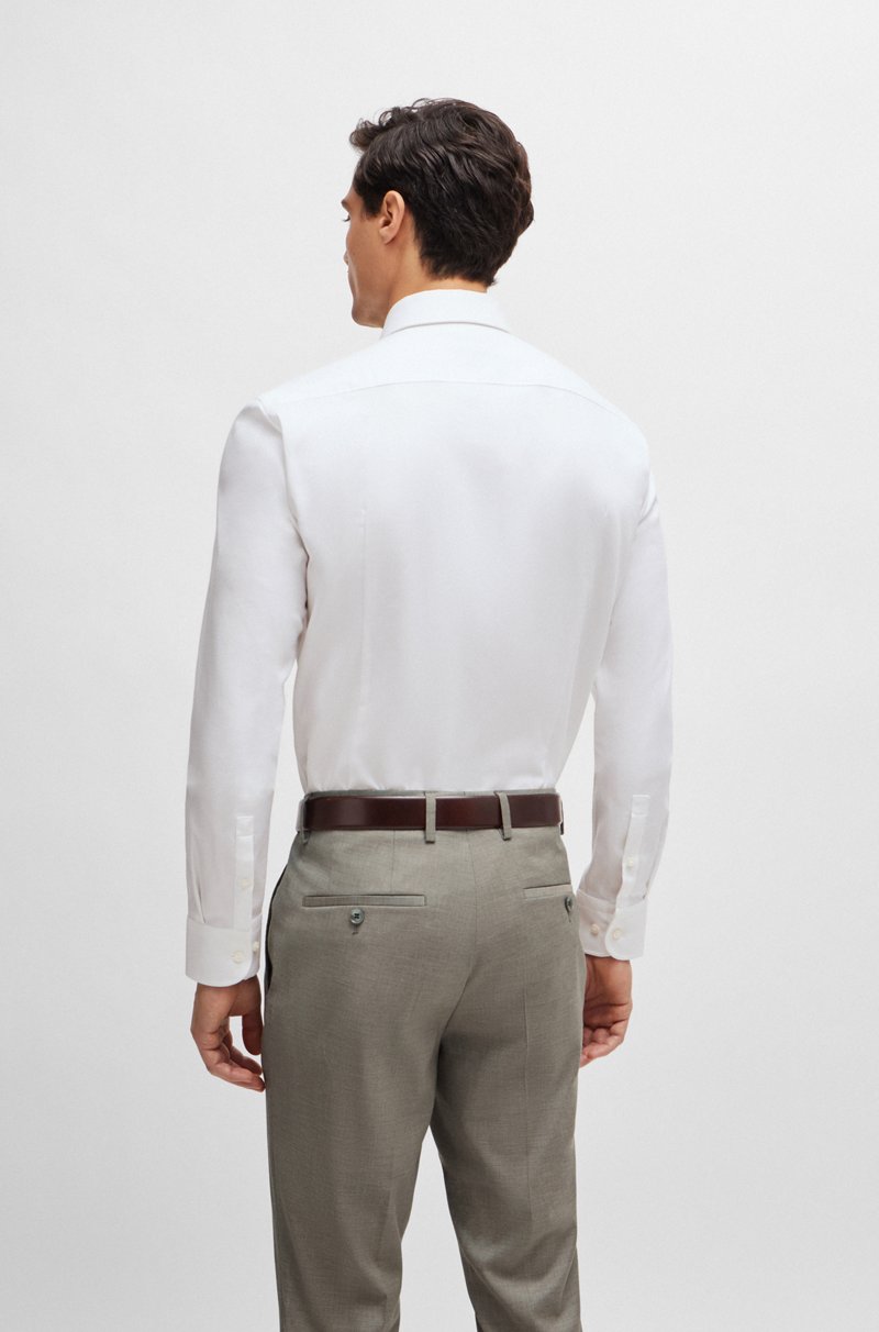 Hugo Boss Camisa Slim Fit En Sarga De Algodón Elástico De Planchado Fácil