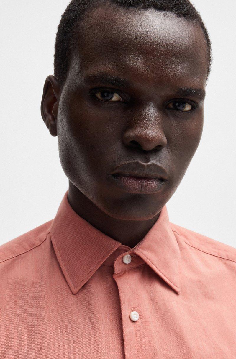 Hugo Boss Camisa Slim Fit En Sarga De Algodón Y Cashmere Fabricada En Italia