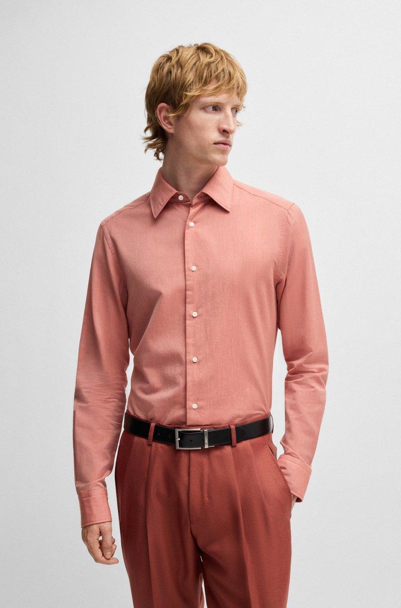 Hugo Boss Camisa slim fit en sarga de algodón y cashmere fabricada en Italia