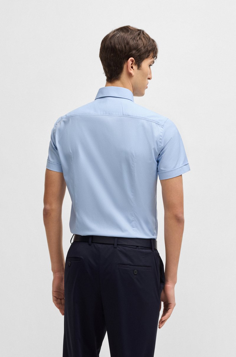 Hugo Boss Camisa Slim Fit En Sarga Elástica Técnica