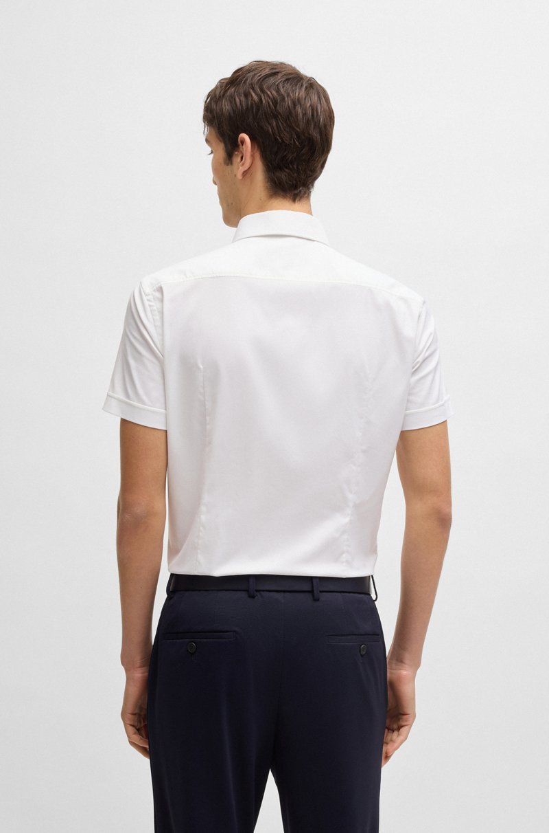 Hugo Boss Camisa Slim Fit En Sarga Elástica Técnica