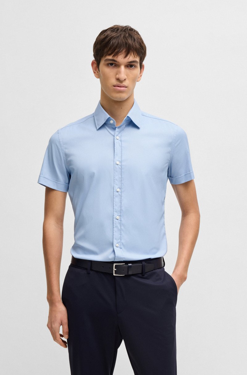Hugo Boss Camisa slim fit en sarga elástica técnica