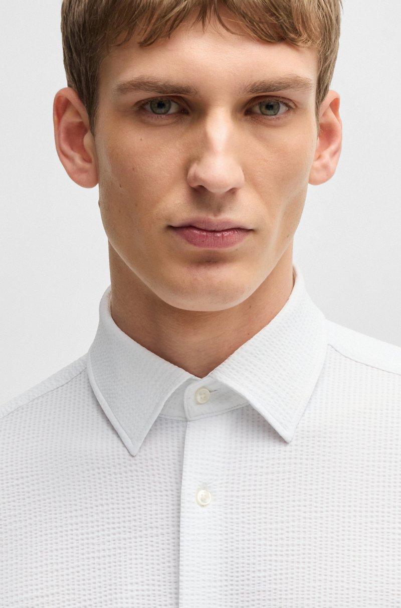 Hugo Boss Camisa Slim Fit En Tejido Elástico De Sirsaca Técnica Fabricado En Italia