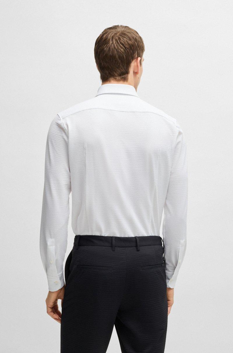 Hugo Boss Camisa Slim Fit En Tejido Elástico De Sirsaca Técnica Fabricado En Italia