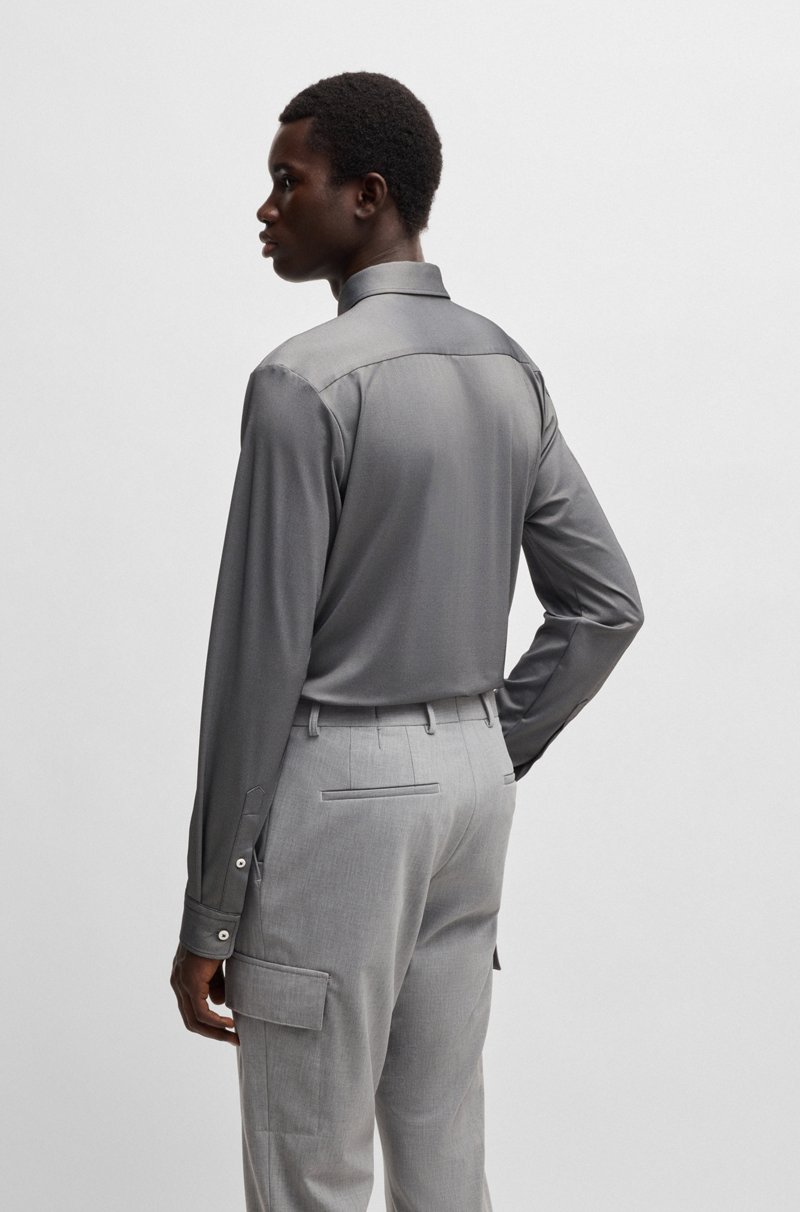 Hugo Boss Camisa Slim Fit En Tejido Elástico Técnico Con Estructura