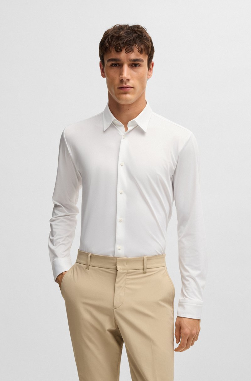 Hugo Boss Camisa slim fit en tejido elástico técnico con estructura
