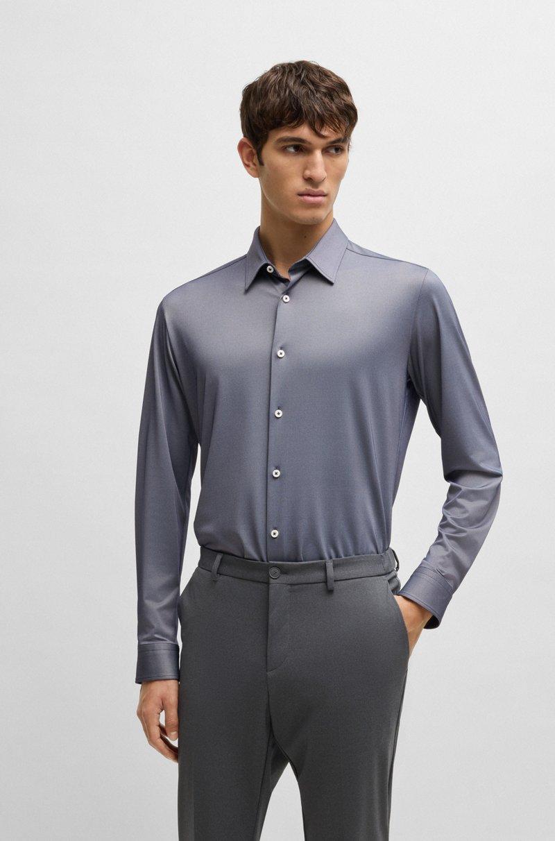 Hugo Boss Camisa slim fit en tejido elástico técnico con estructura