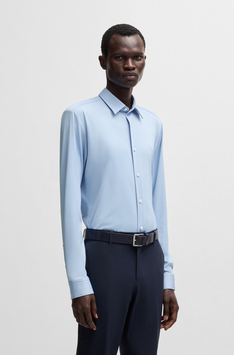 Hugo Boss Camisa slim fit en tejido elástico técnico con estructura