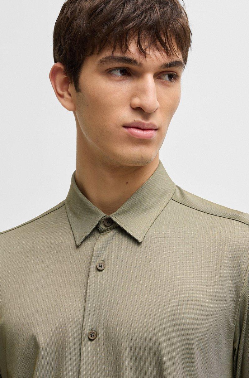 Hugo Boss Camisa Slim Fit En Tejido Elástico Técnico Con Estructura