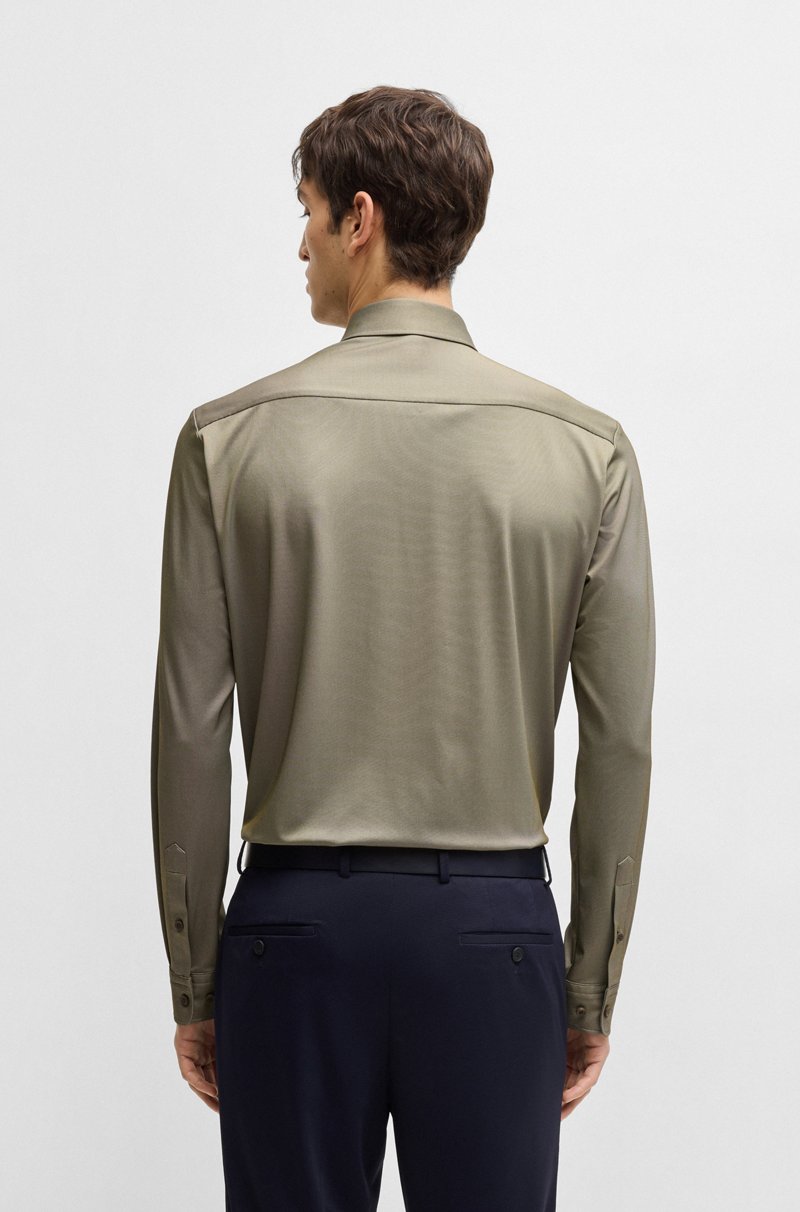 Hugo Boss Camisa Slim Fit En Tejido Elástico Técnico Con Estructura