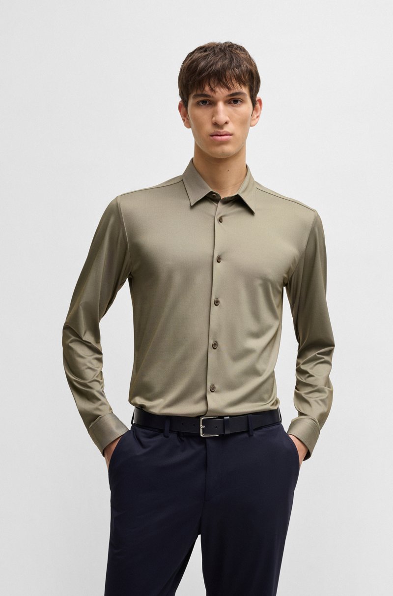 Hugo Boss Camisa slim fit en tejido elástico técnico con estructura