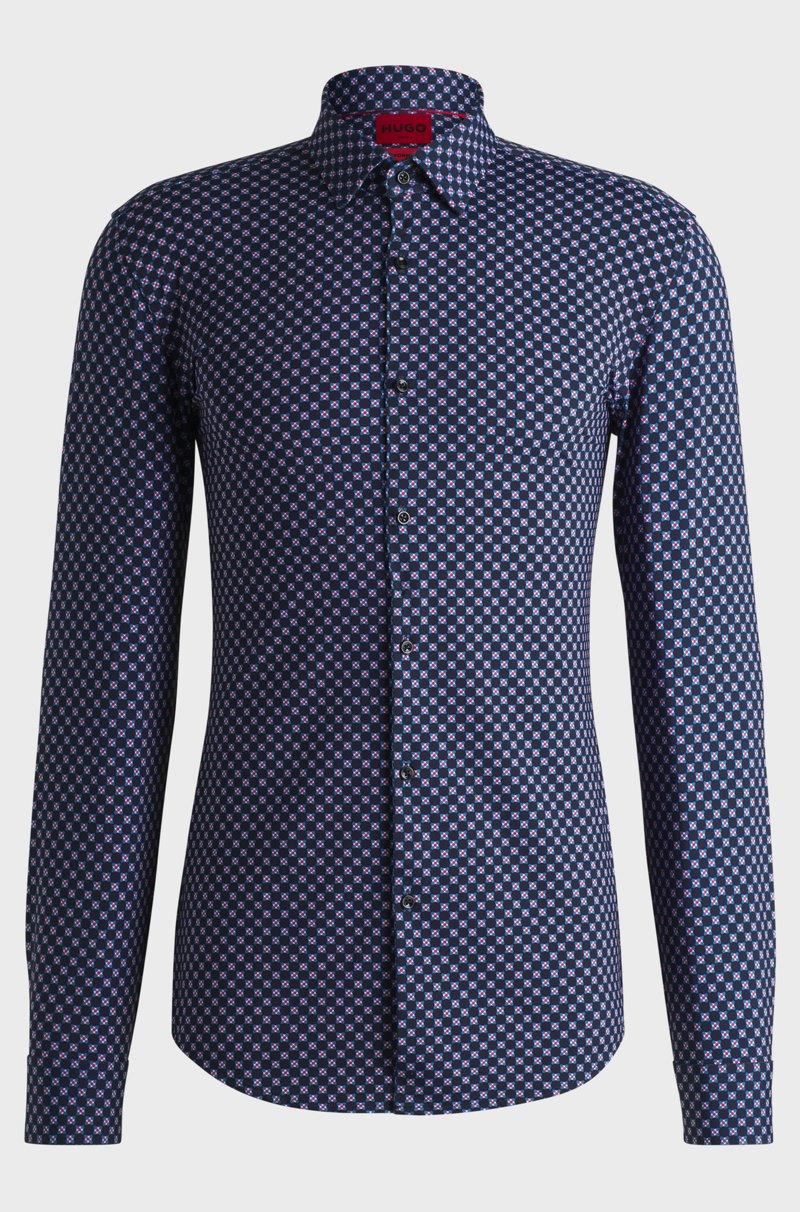 Hugo Boss Camisa Slim Fit Estampada En Punto Técnico Con Elástico