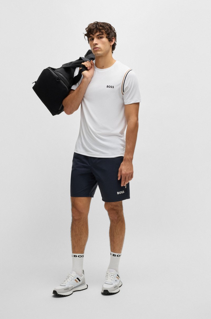Hugo Boss Camiseta Activa Con Estructura De Rejilla Y Rayas De La Marca