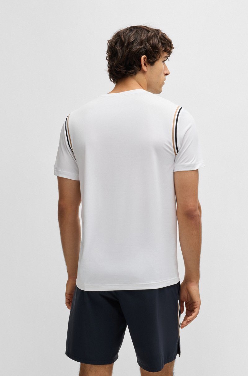 Hugo Boss Camiseta Activa Con Estructura De Rejilla Y Rayas De La Marca