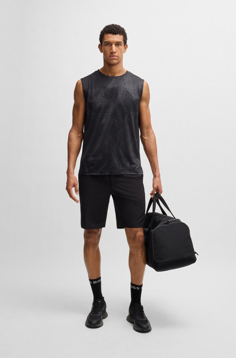 Hugo Boss Camiseta Activa Sin Mangas En Tejido Elástico En Jacquard