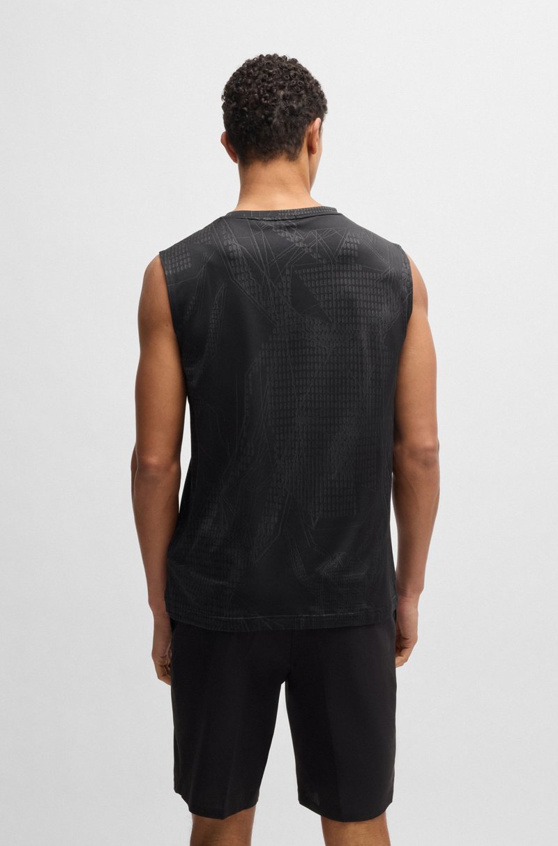 Hugo Boss Camiseta Activa Sin Mangas En Tejido Elástico En Jacquard