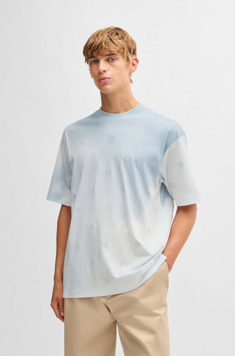 Hugo Boss Camiseta con ilustración de nubes y monogramas Double B