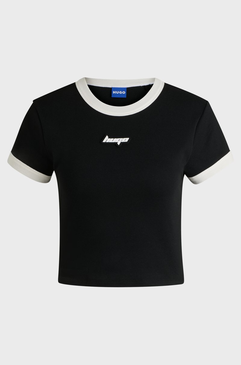 Hugo Boss Camiseta corta de algodón con ribetes y estampado gráfico
