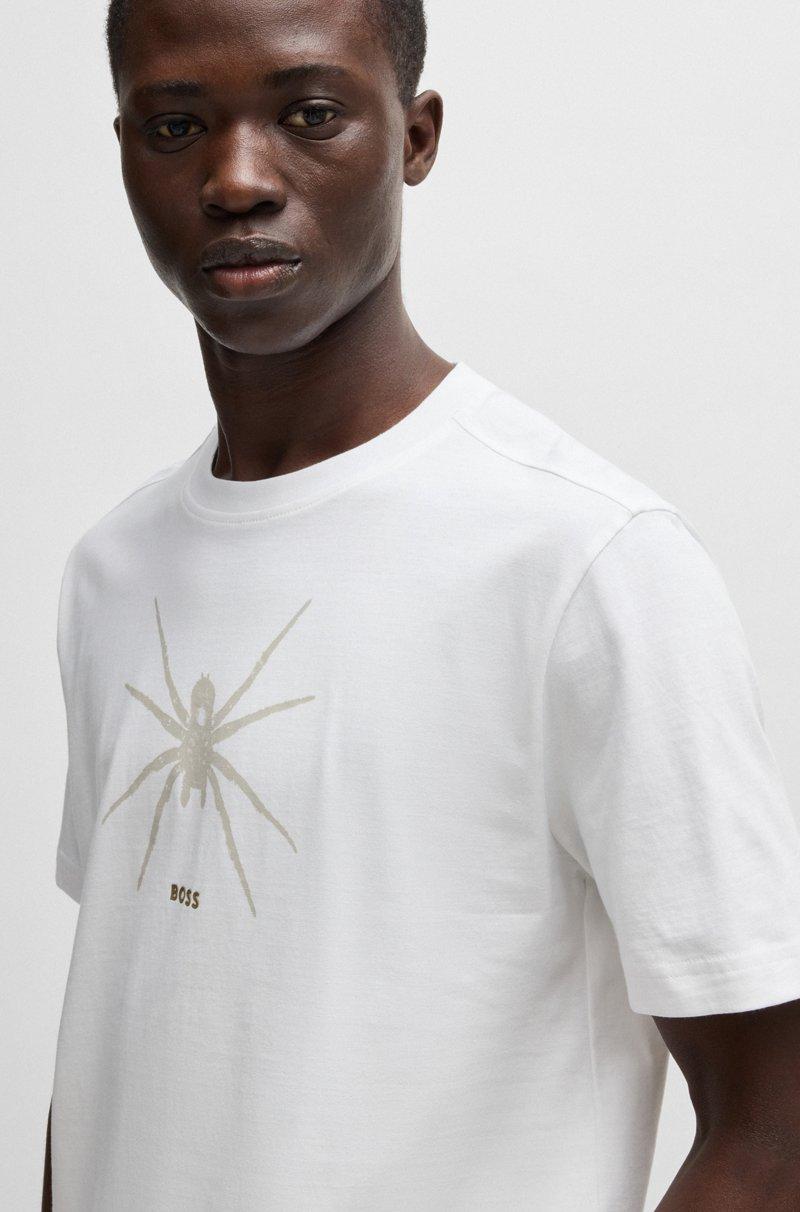 Hugo Boss Camiseta De Algodón Con Cuello Redondo Y Estampado De Temporada