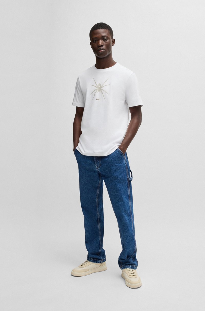 Hugo Boss Camiseta De Algodón Con Cuello Redondo Y Estampado De Temporada