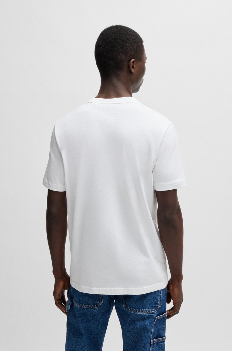 Hugo Boss Camiseta De Algodón Con Cuello Redondo Y Estampado De Temporada