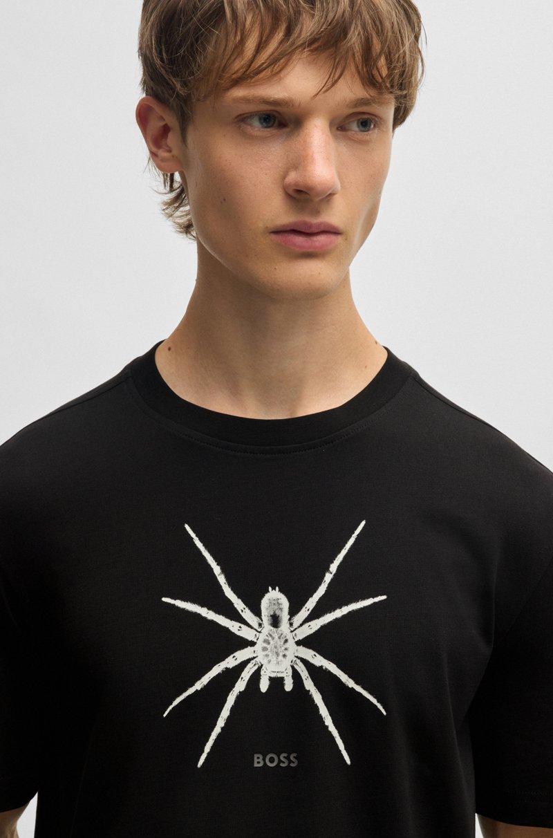 Hugo Boss Camiseta De Algodón Con Cuello Redondo Y Estampado De Temporada