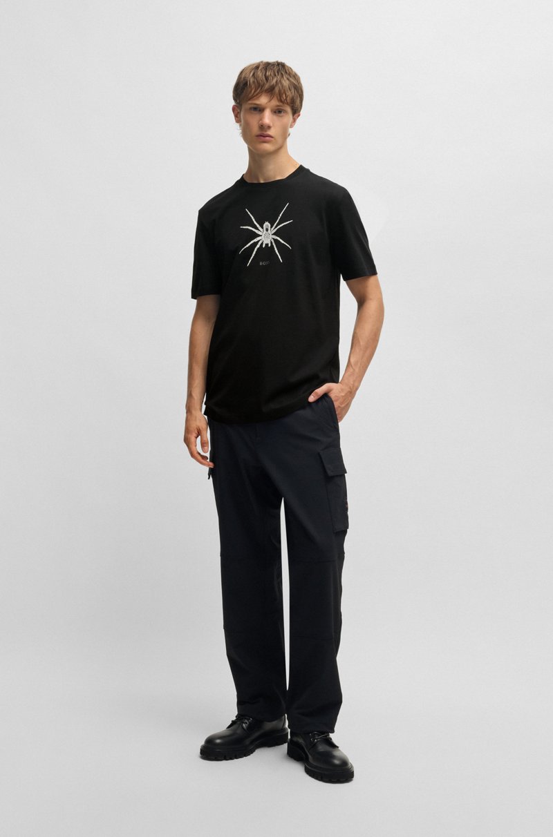 Hugo Boss Camiseta De Algodón Con Cuello Redondo Y Estampado De Temporada