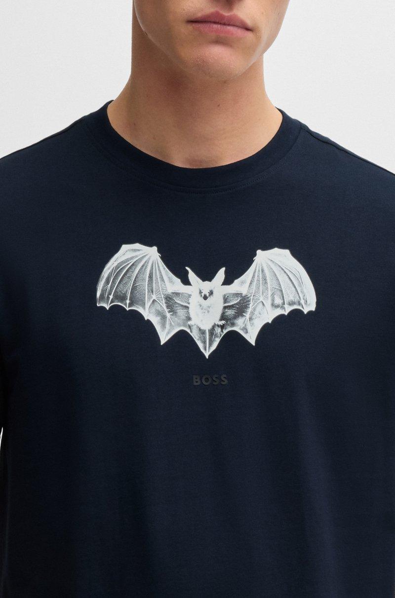 Hugo Boss Camiseta De Algodón Con Cuello Redondo Y Estampado De Temporada