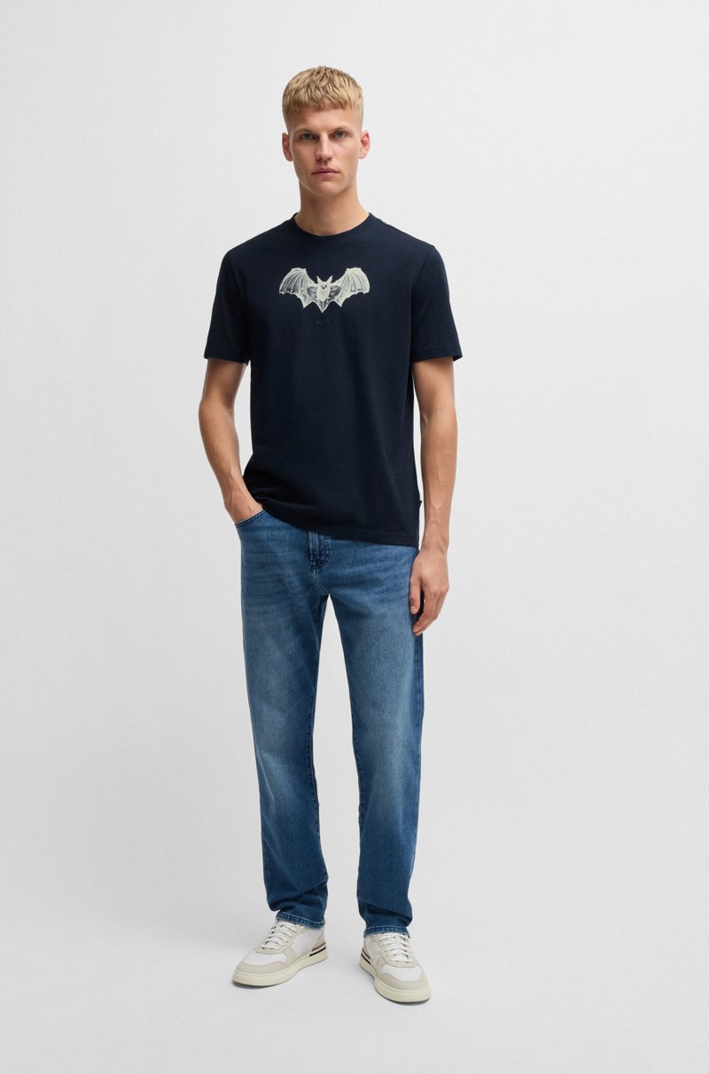 Hugo Boss Camiseta De Algodón Con Cuello Redondo Y Estampado De Temporada