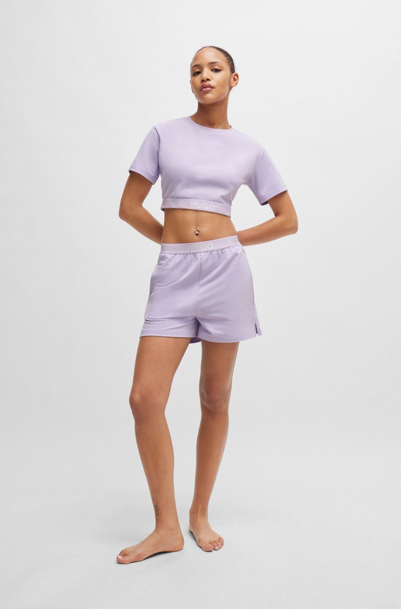 Hugo Boss Camiseta De Algodón Con Cuello Redondo Y Logos En La Cintura