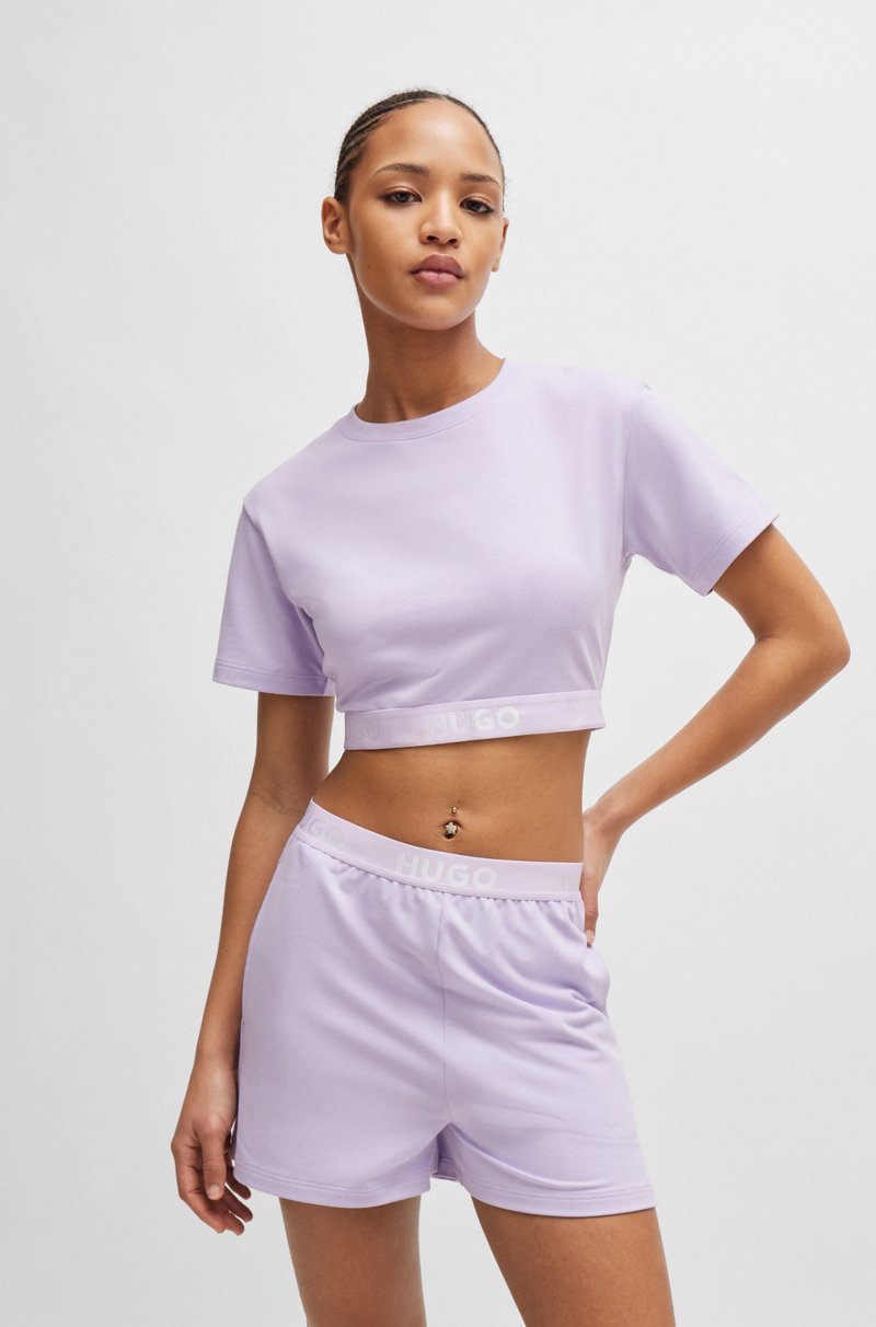 Hugo Boss Camiseta de algodón con cuello redondo y logos en la cintura