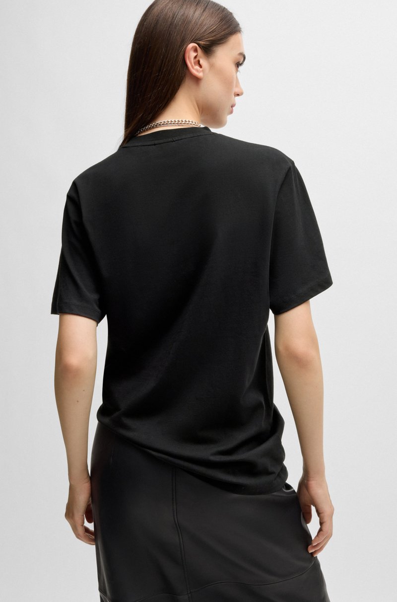 Hugo Boss Camiseta De Algodón Con Estampado Flocado Y Estrás