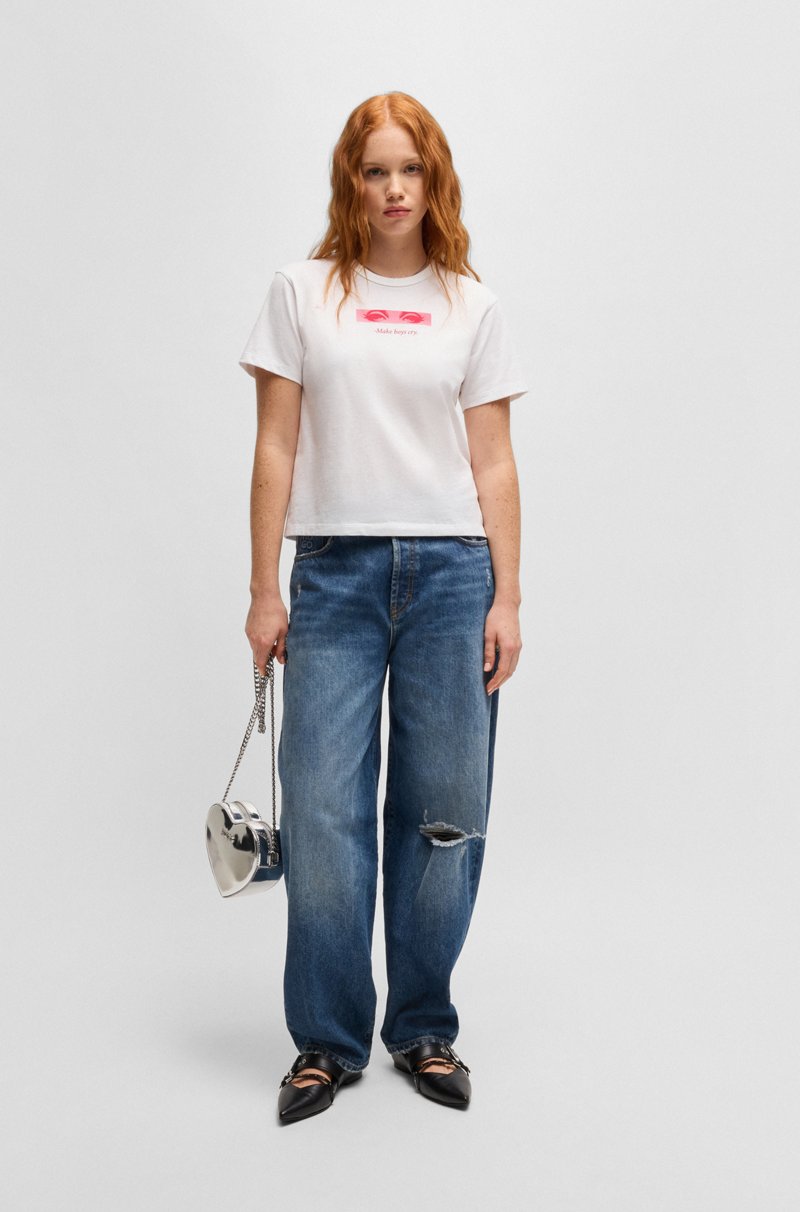 Hugo Boss Camiseta De Algodón Con Estampado Gráfico De La Temporada